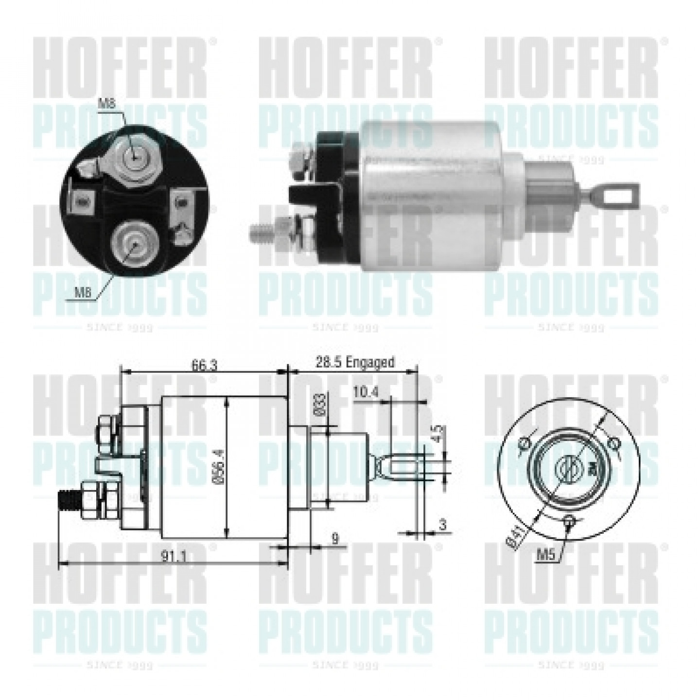 Solenoide,motor arranque HOFFER 46303