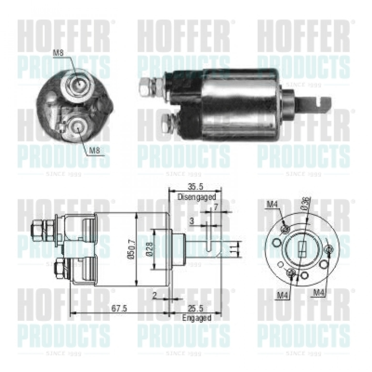 Solenoide,motor arranque HOFFER 46316