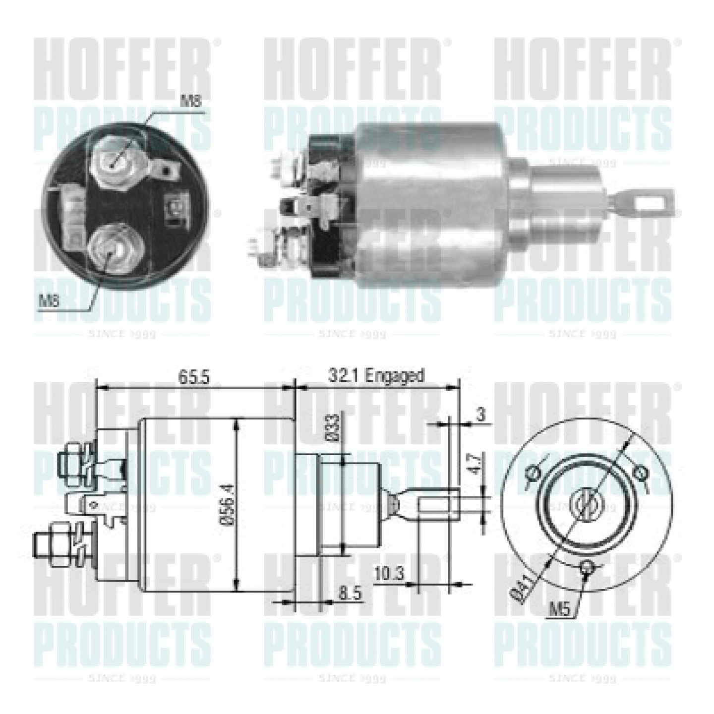 Solenoide,motor arranque HOFFER 46243
