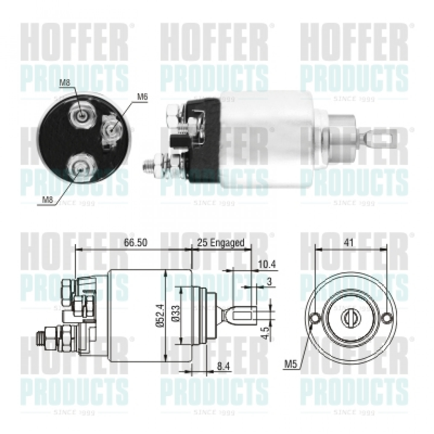 Solenoide,motor arranque HOFFER 46293