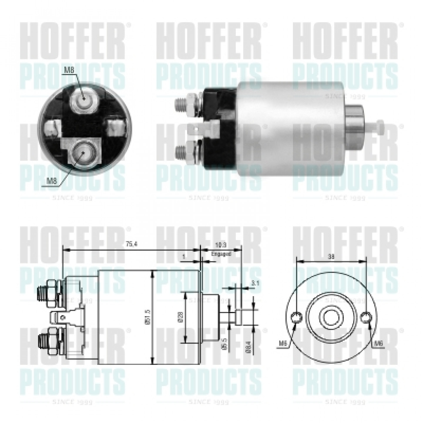 Solenoide,motor arranque HOFFER 46305