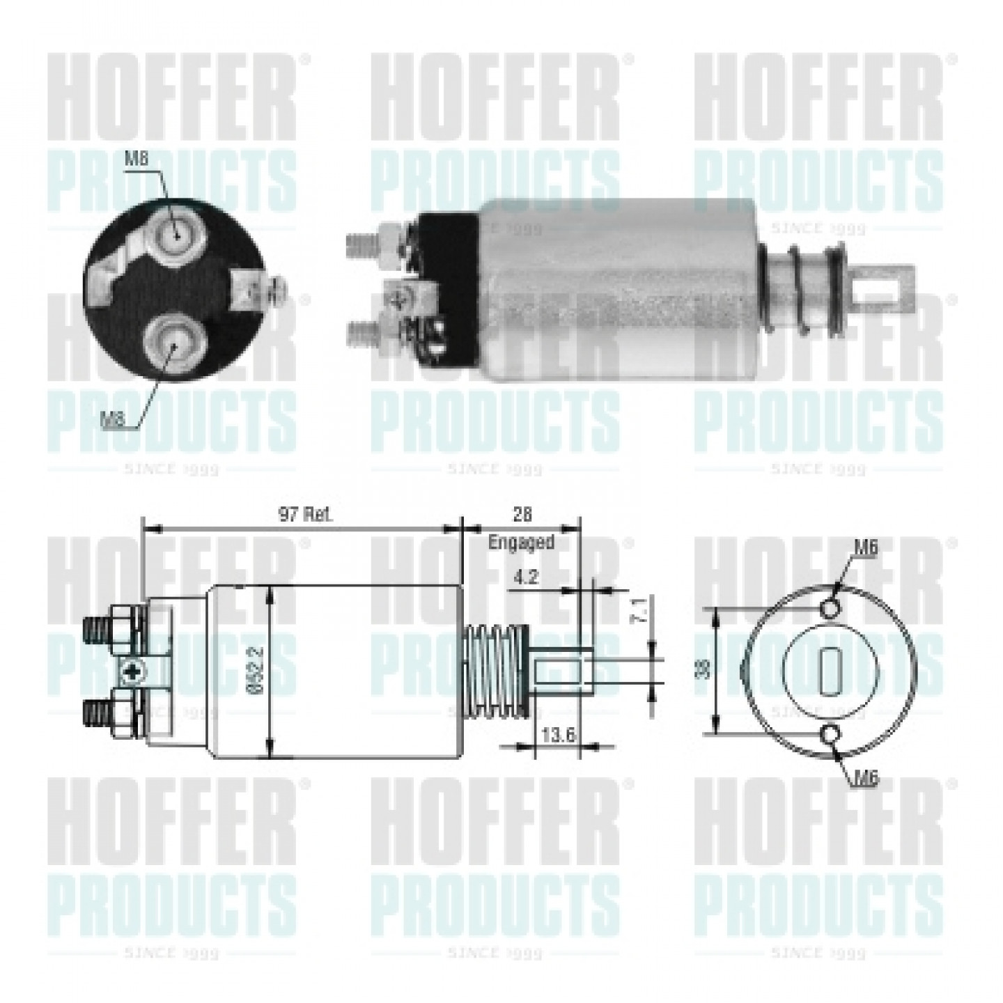 Solenoide,motor arranque HOFFER 46328