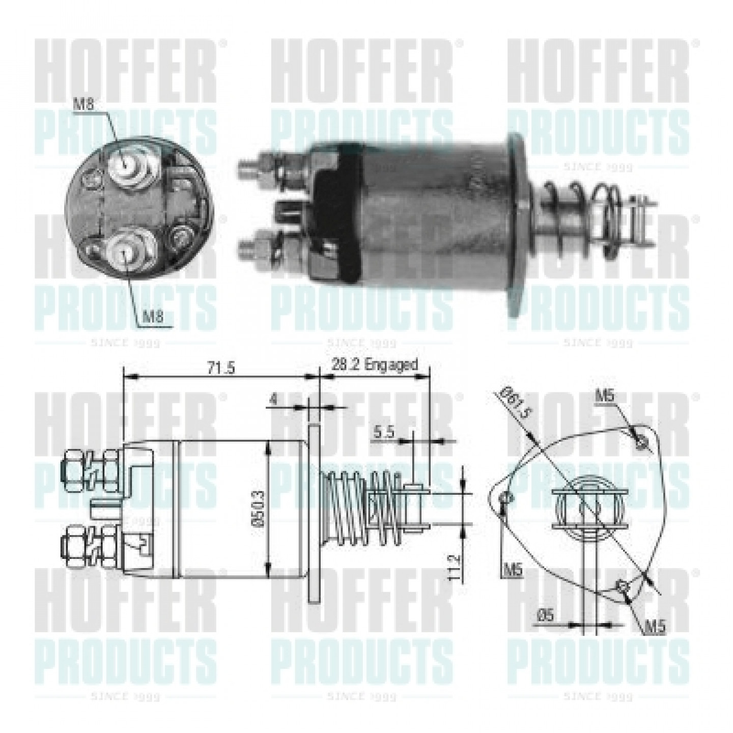 Solenoide,motor arranque HOFFER 46329