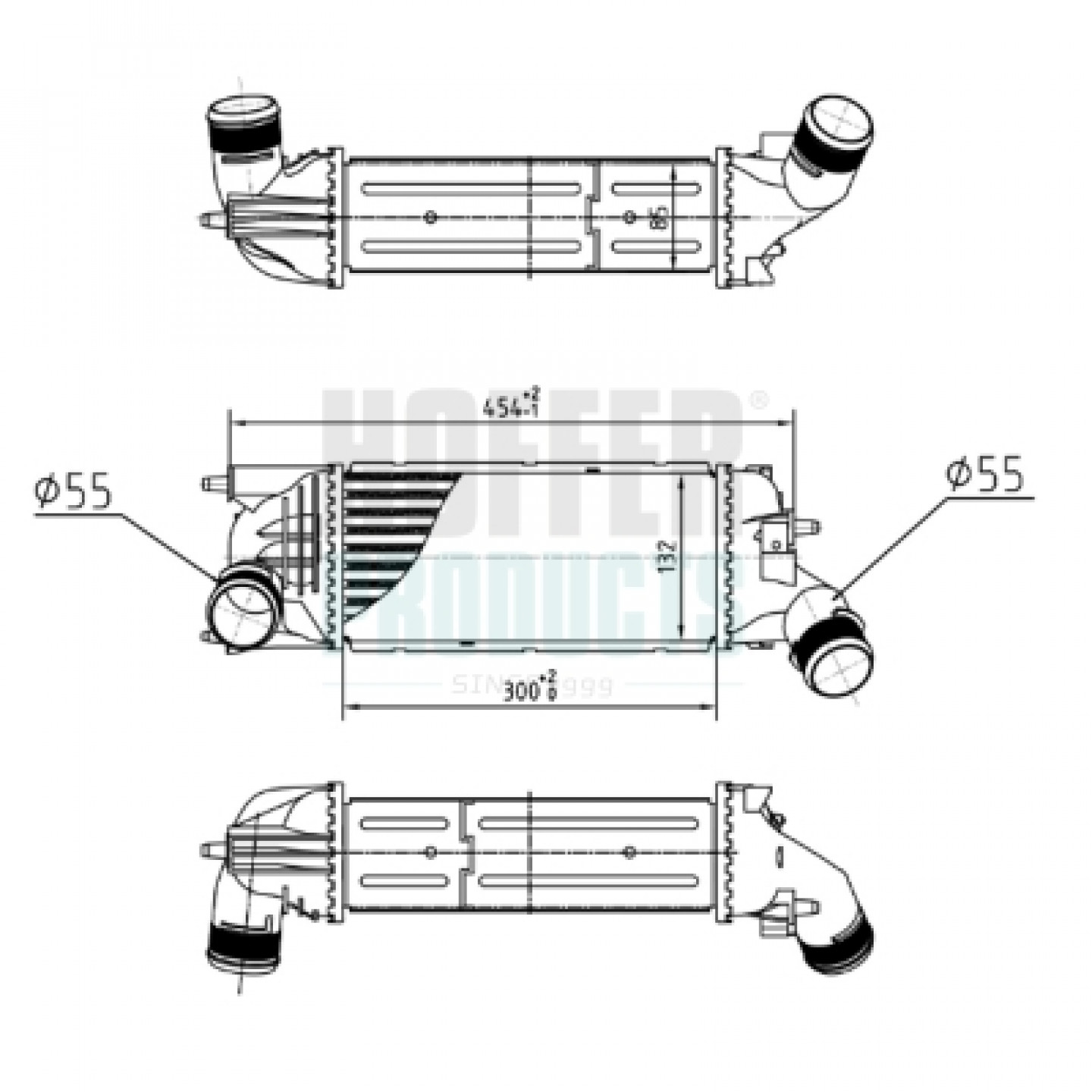 Intercooler, inlaatluchtkoeler HOFFER 995353