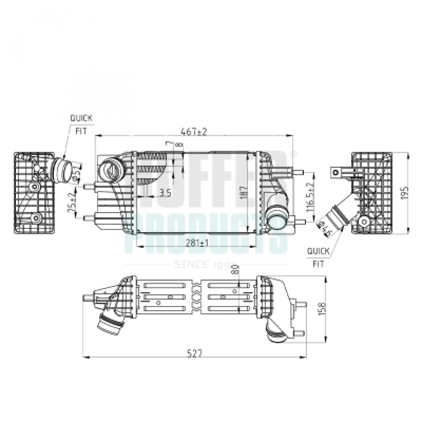 Intercooler, échangeur HOFFER 995485