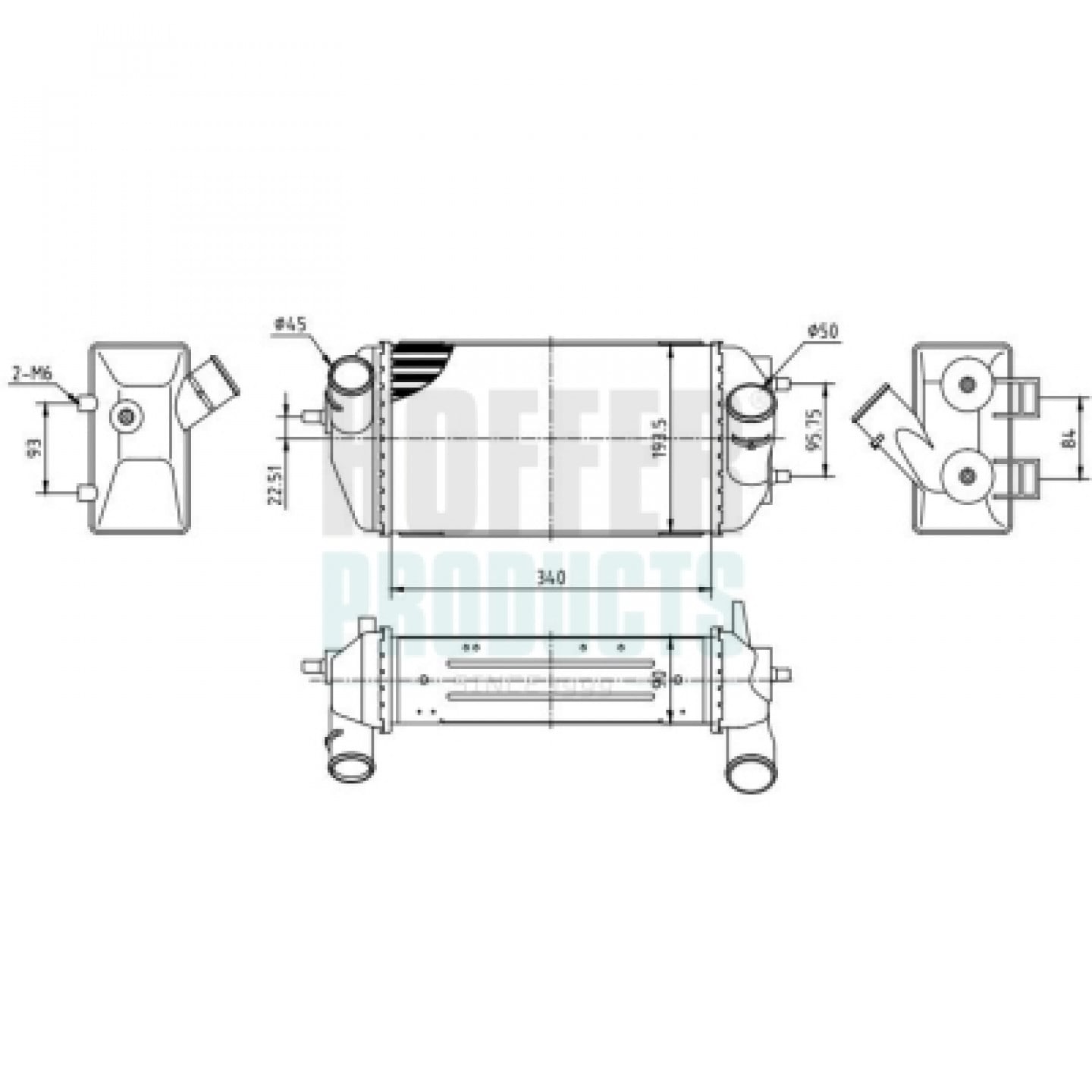Intercooler, inlaatluchtkoeler HOFFER 995506