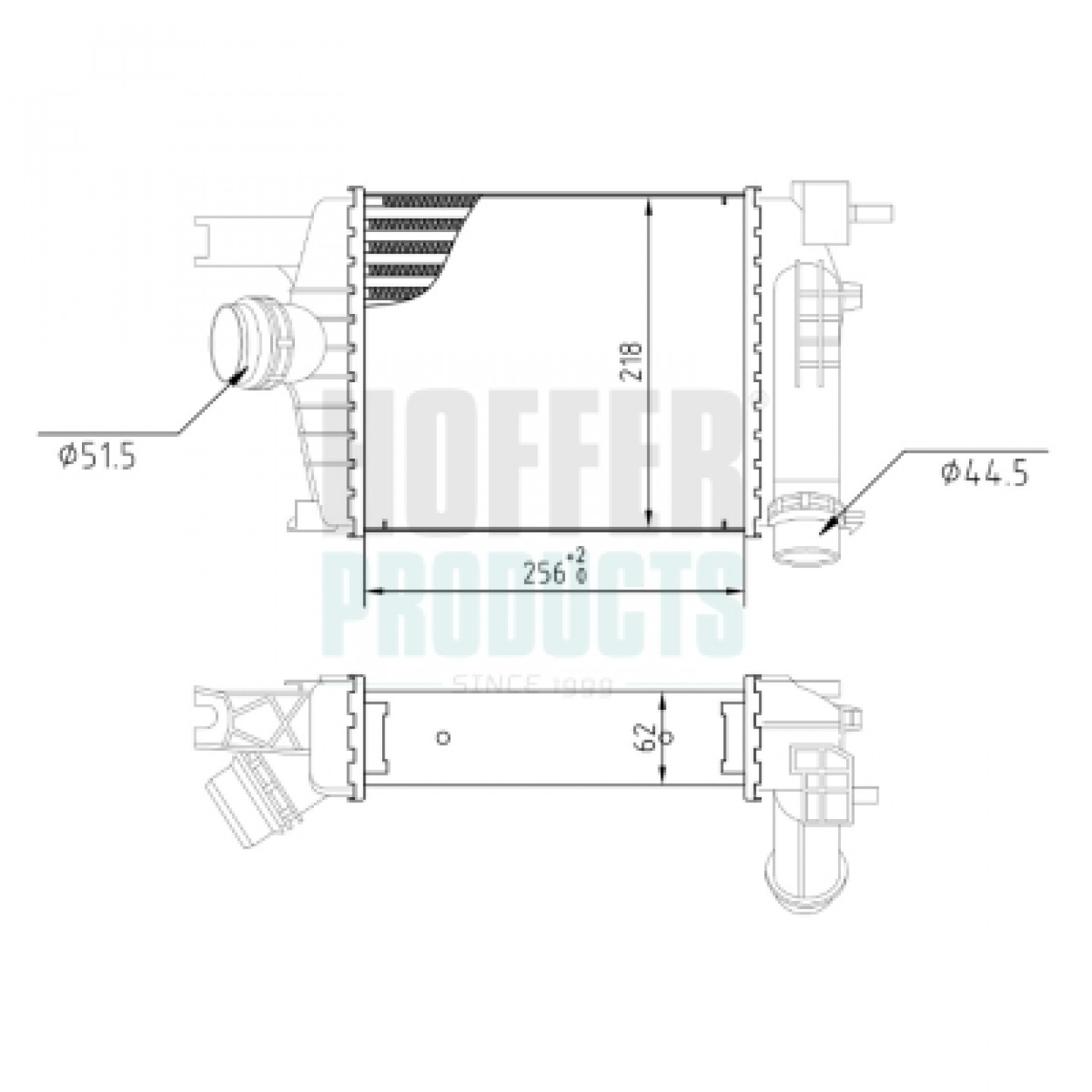 Intercooler, inlaatluchtkoeler HOFFER 995168