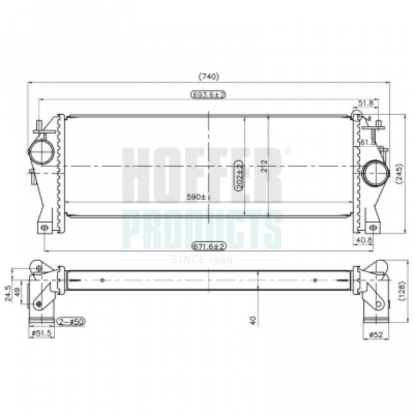 Intercooler, inlaatluchtkoeler HOFFER 995044