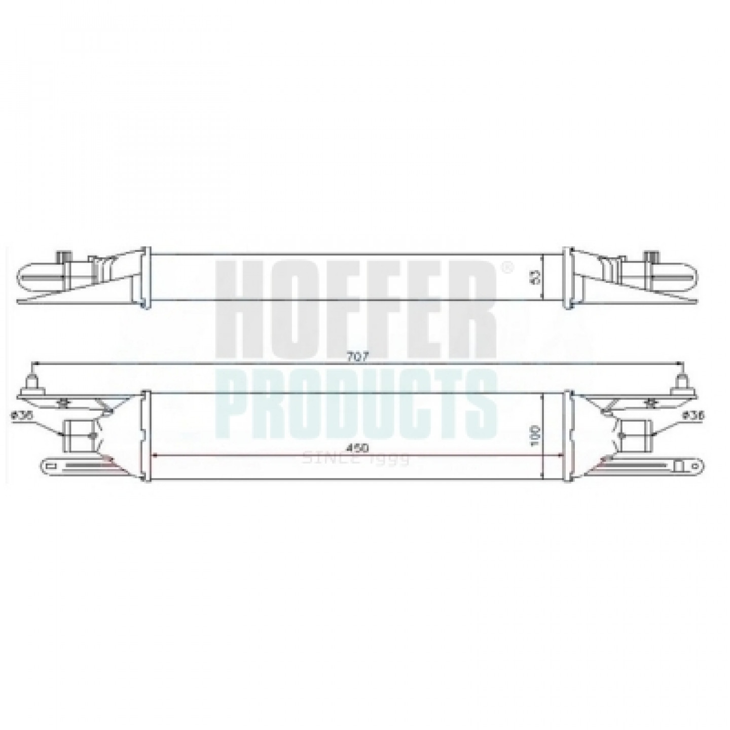 Intercooler, inlaatluchtkoeler HOFFER 995275