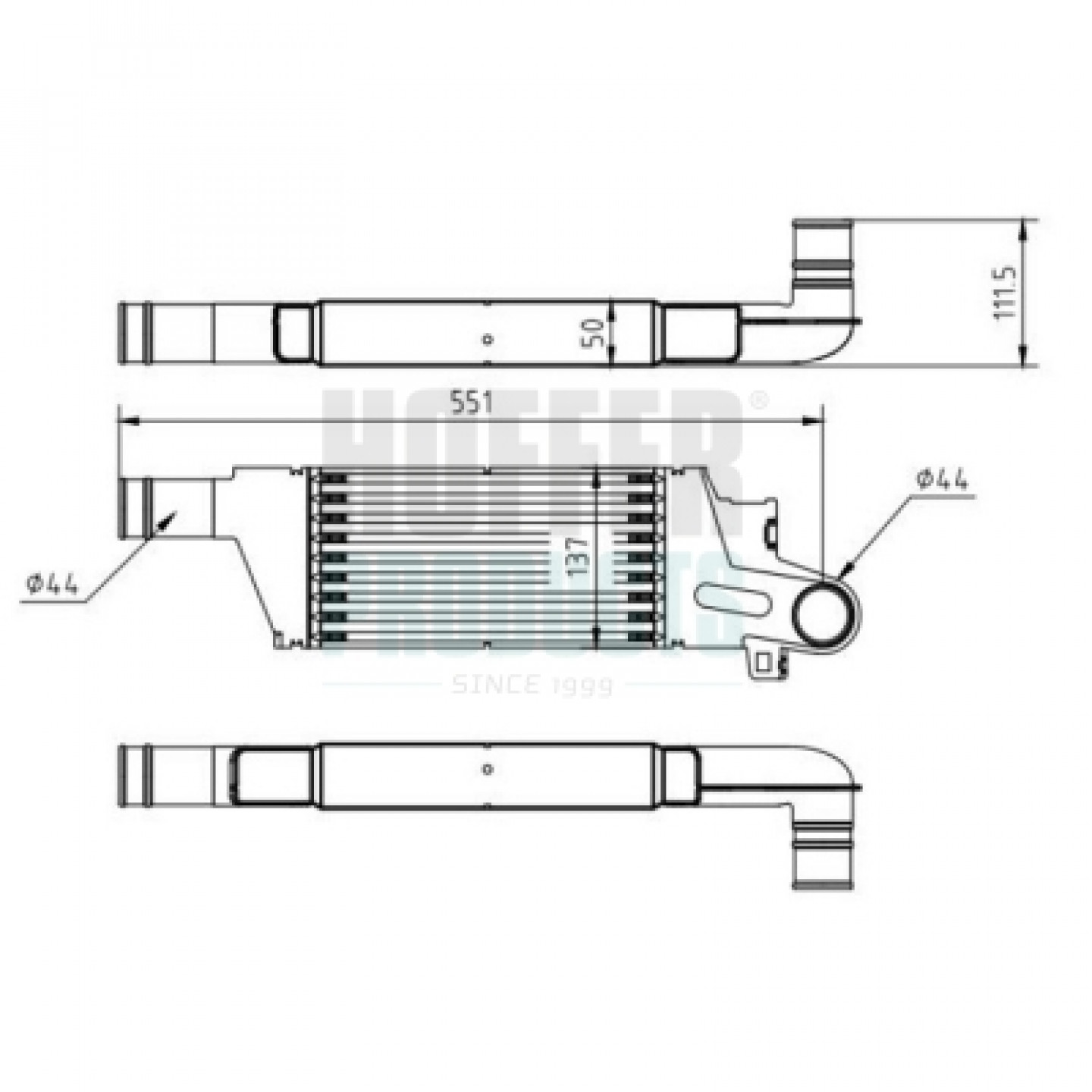 Intercooler, inlaatluchtkoeler HOFFER 995426