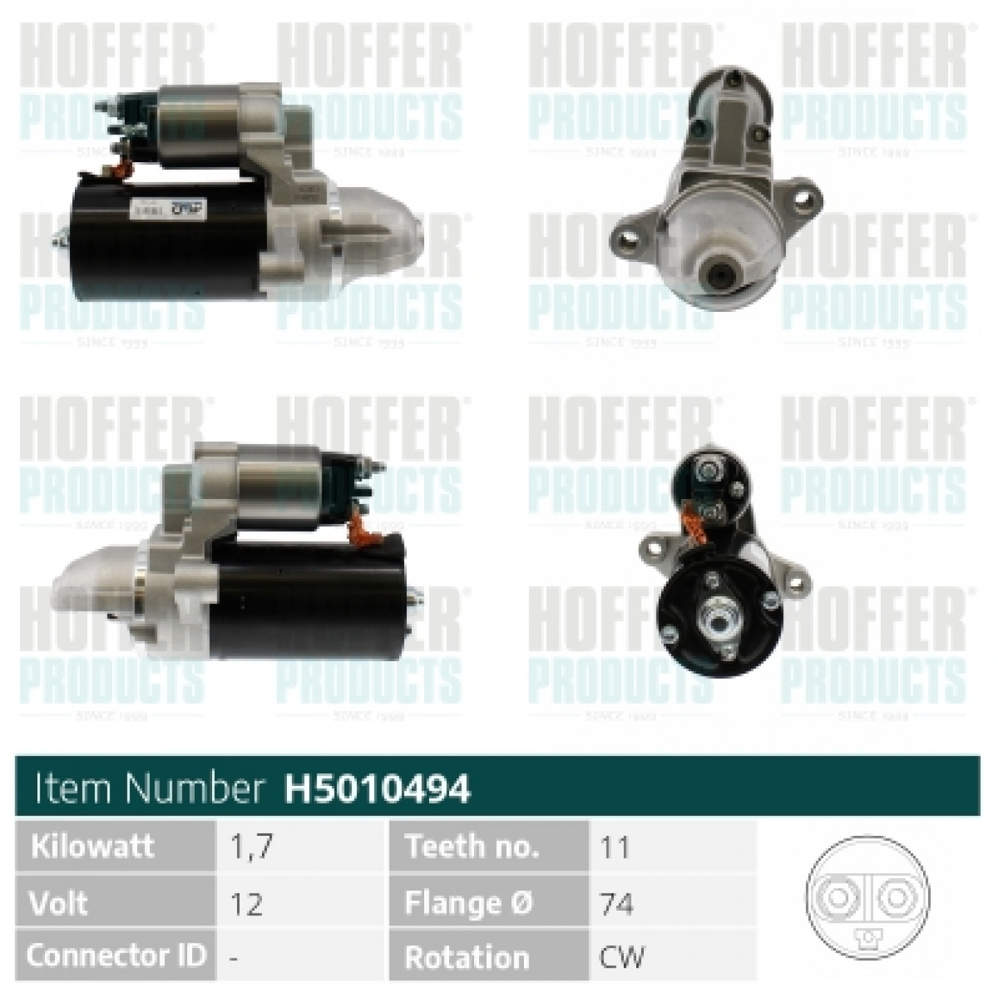 Motor de arranque HOFFER H5010494