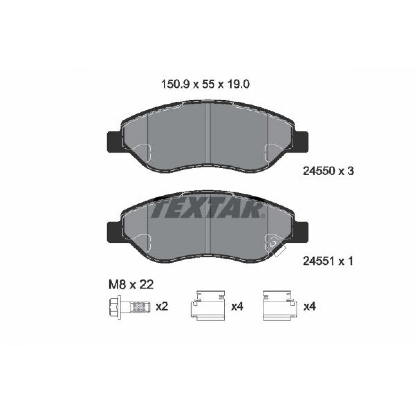 Kit pastiglie freno, Freno a disco TEXTAR 2455001