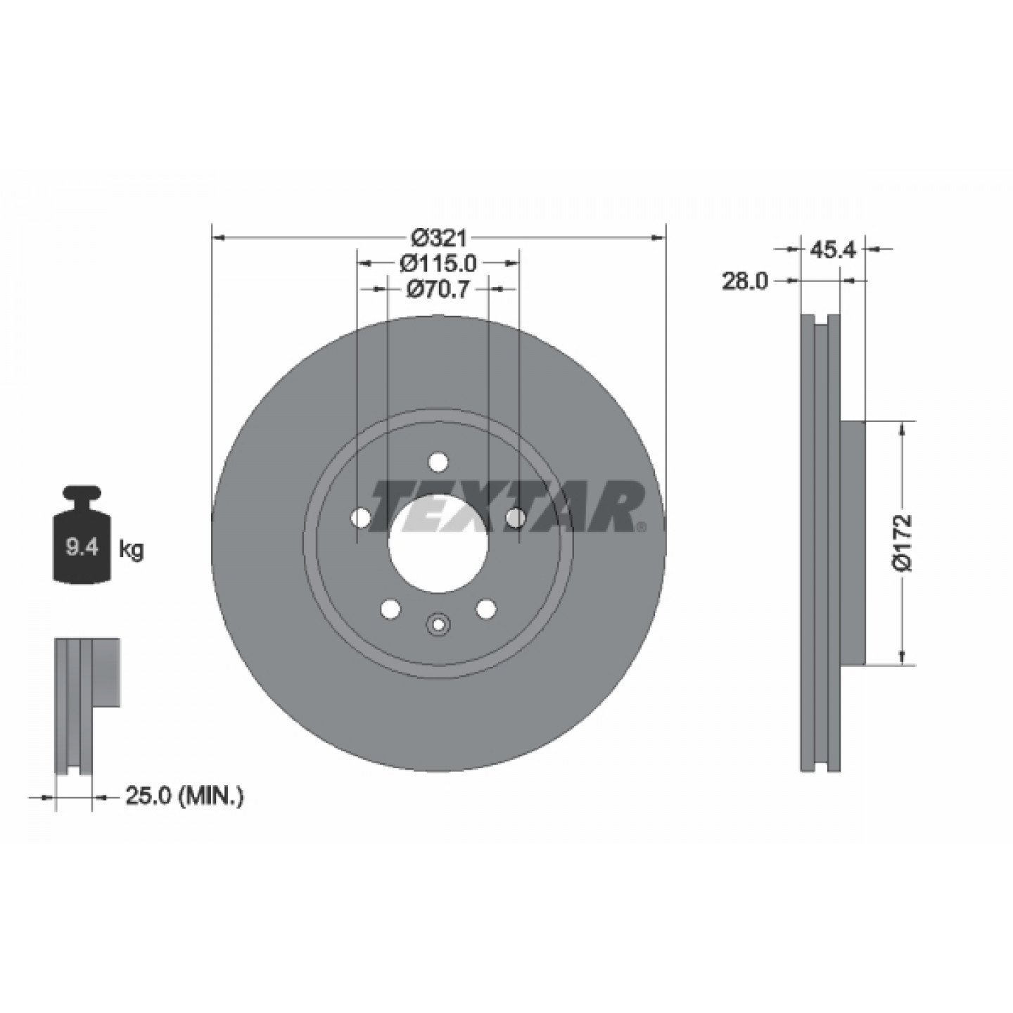 Disque de frein TEXTAR 92305505