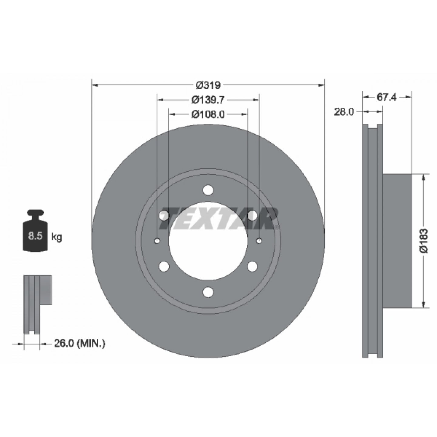 Bremsscheibe TEXTAR 92274903