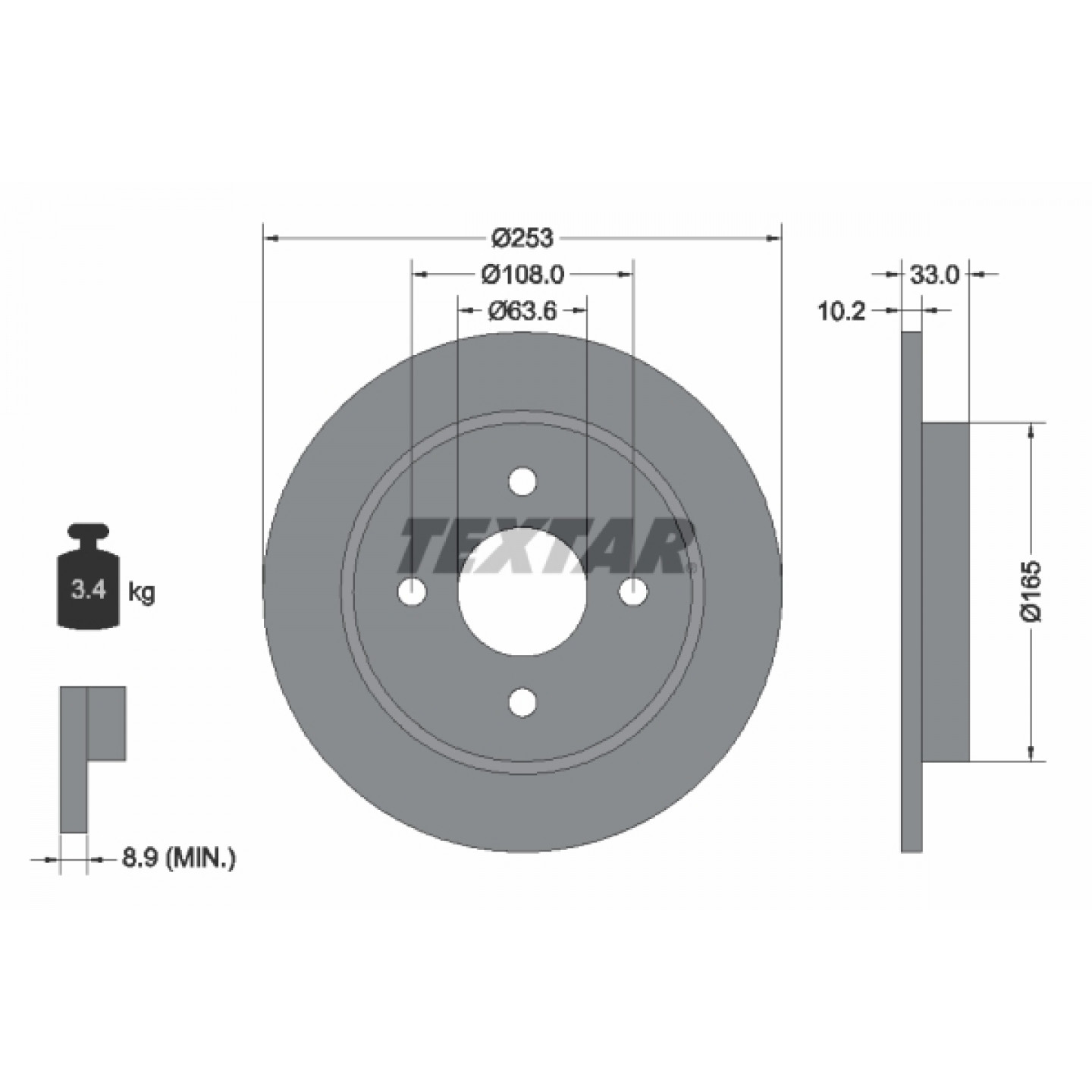 Bremsscheibe TEXTAR 92088403