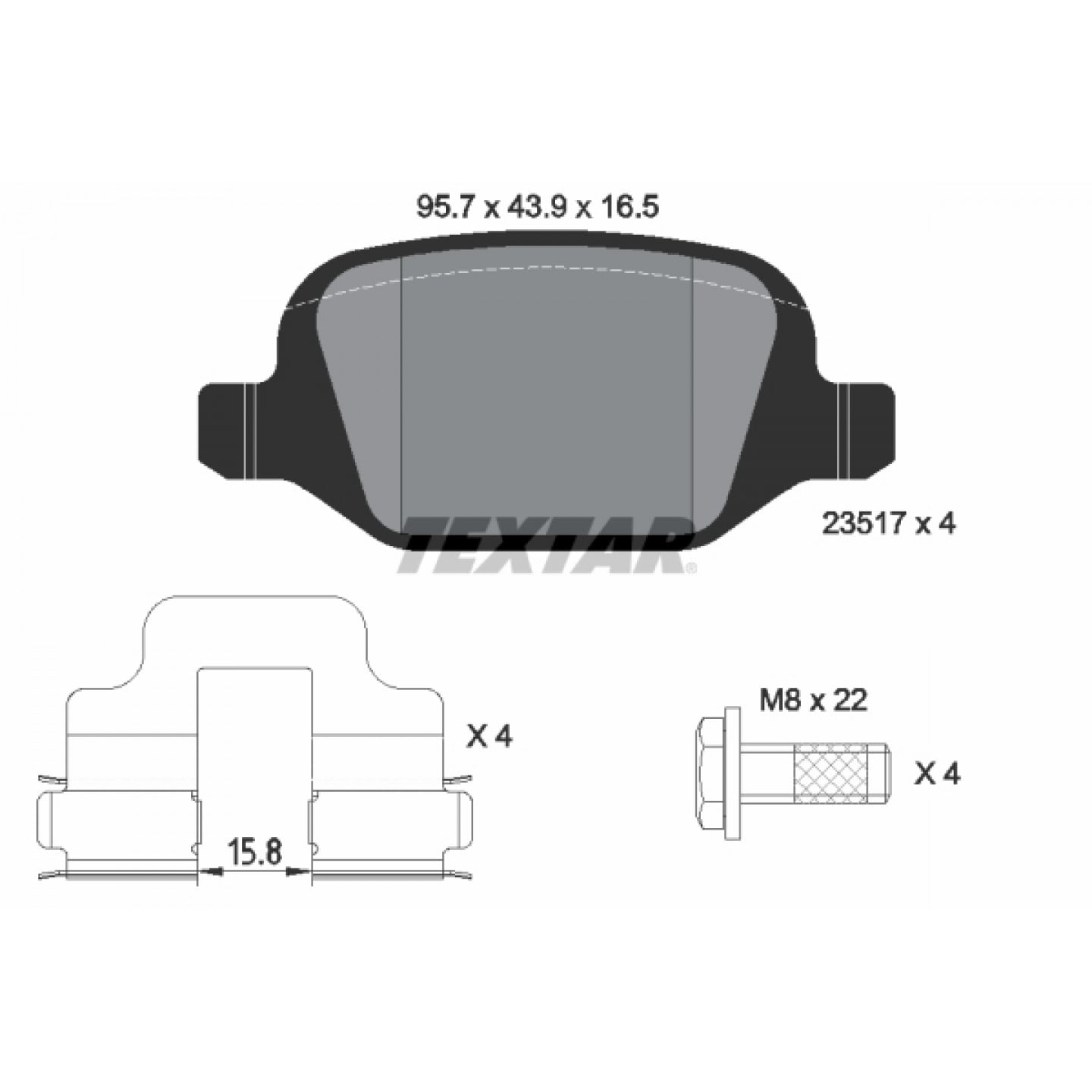 Sada brzdových destiček, kotoučová brzda TEXTAR 2351703