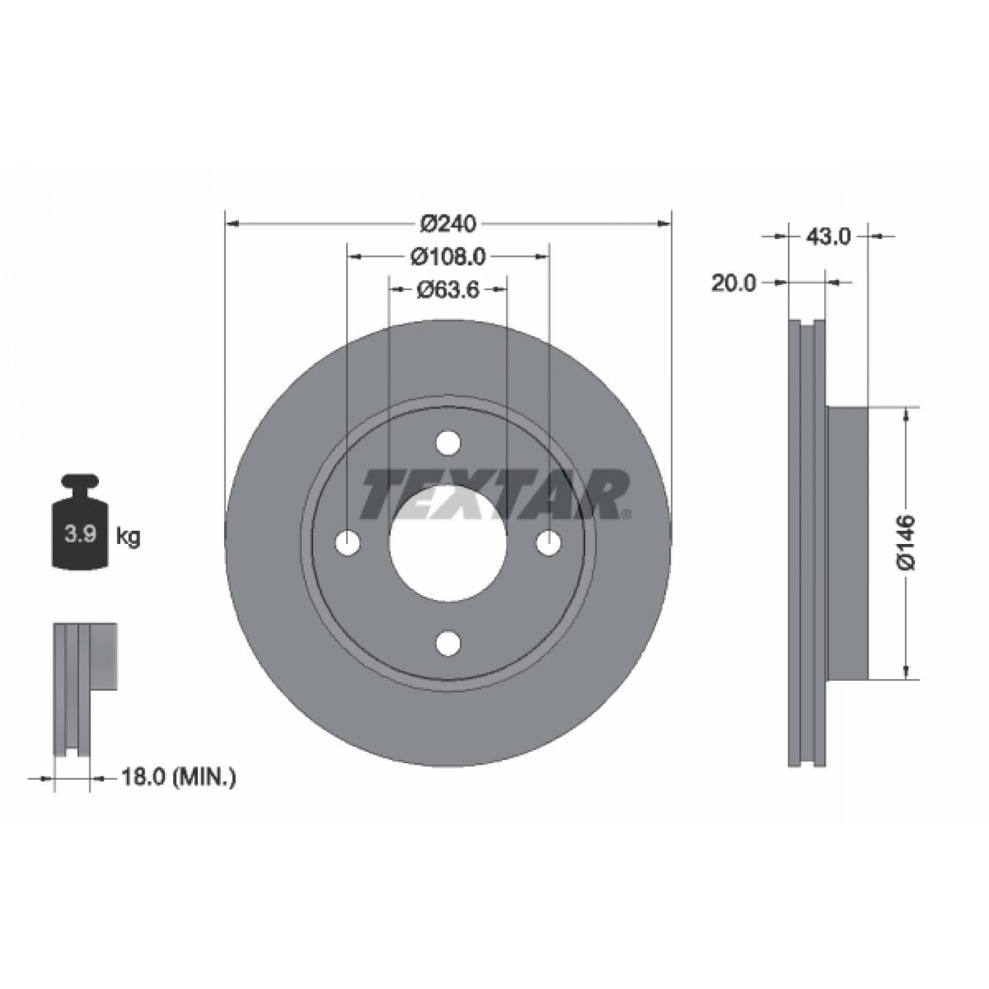Disque de frein TEXTAR 92051003