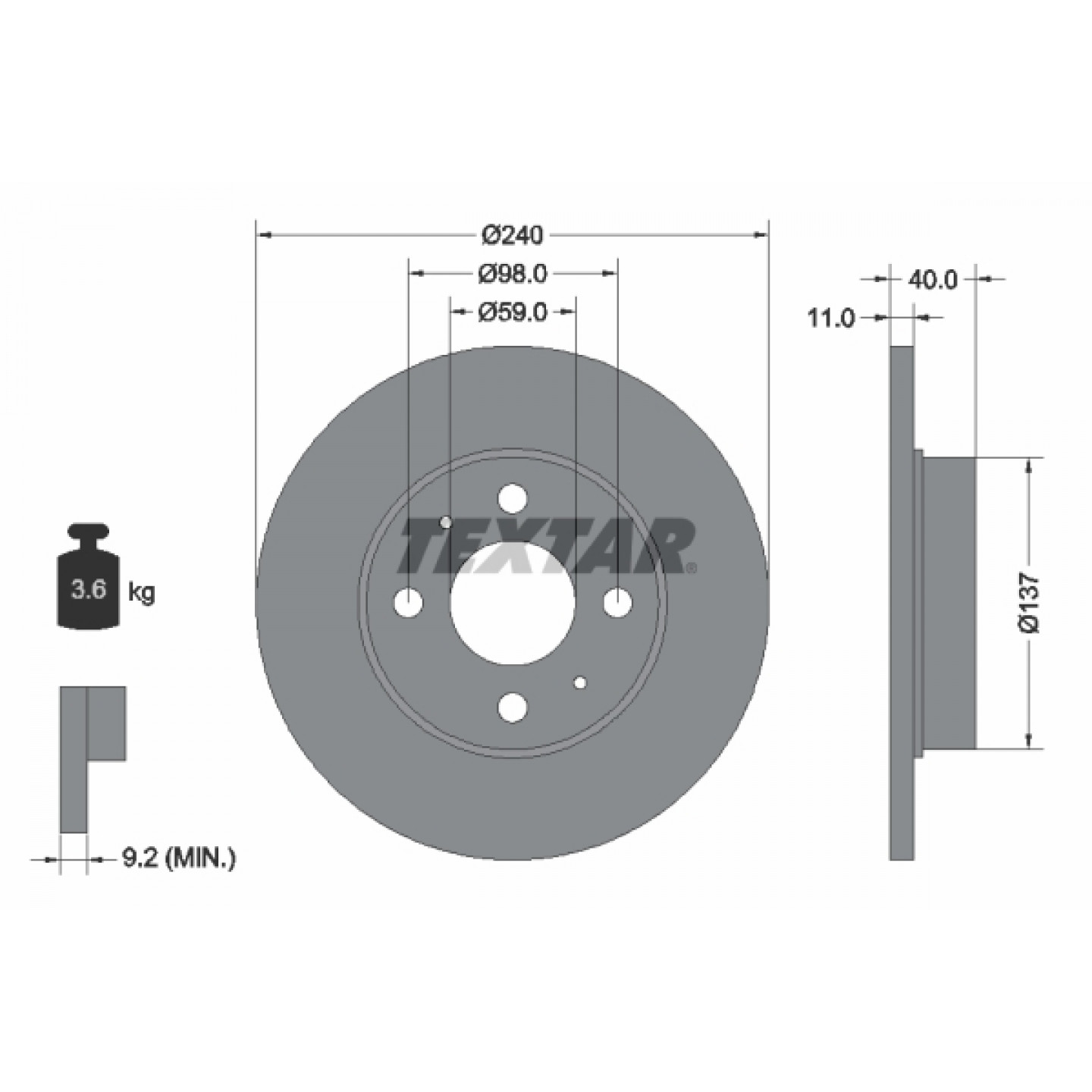Bremsscheibe TEXTAR 92061103