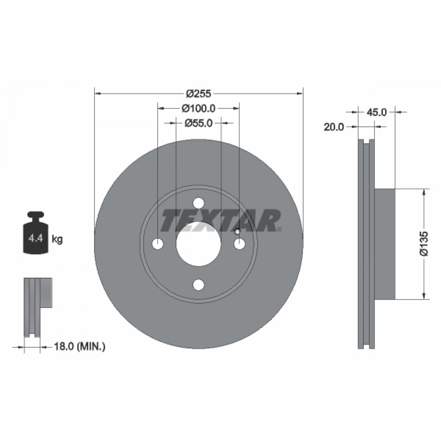 Bremsscheibe TEXTAR 92096800