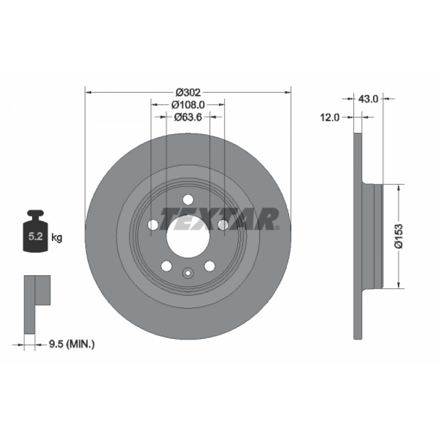 Bremsscheibe TEXTAR 92295105