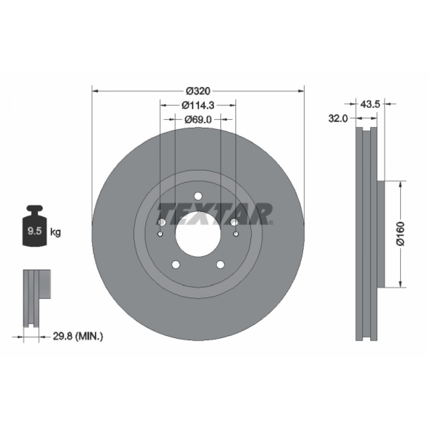 Bremsscheibe TEXTAR 92169903