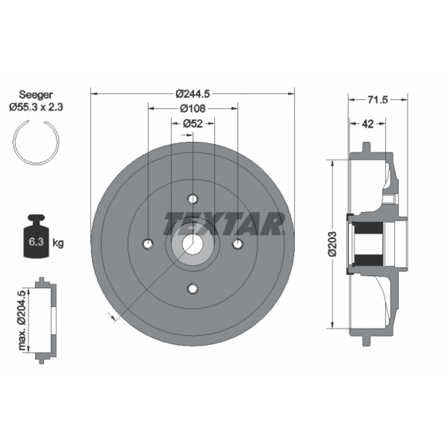 Bremstrommel TEXTAR 94041200