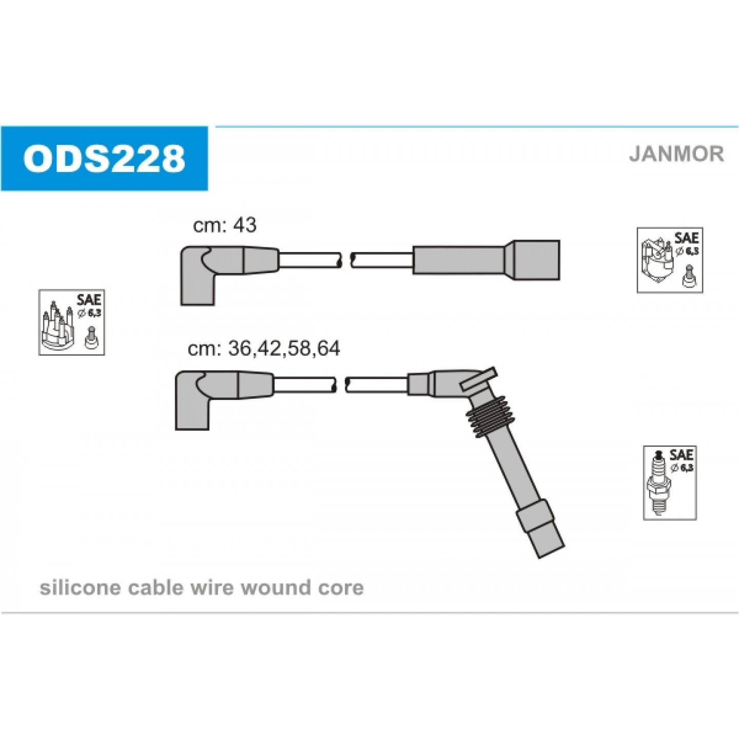 Tændkabelsæt JANMOR ODS228