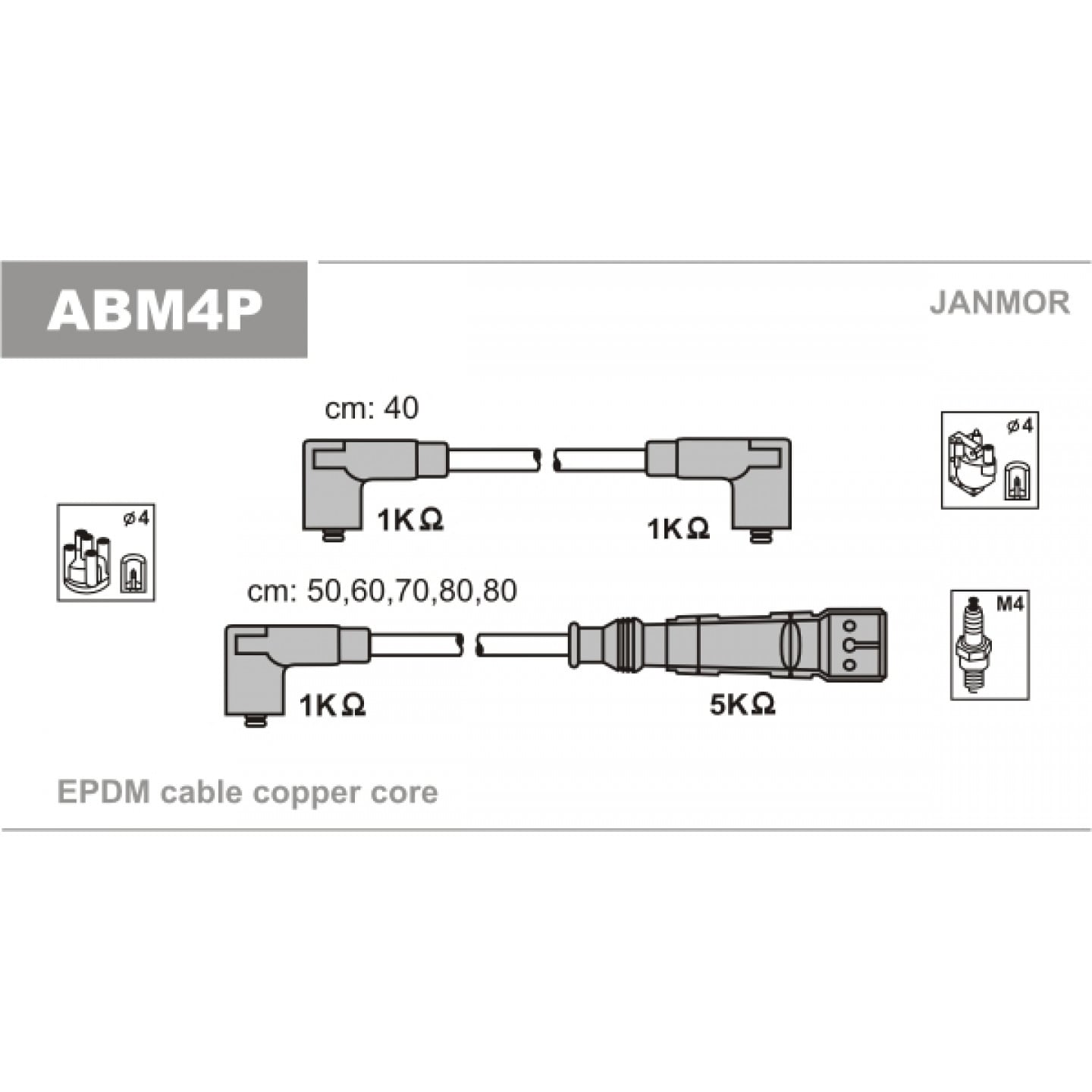 Sada kabelů pro zapalování JANMOR ABM4P