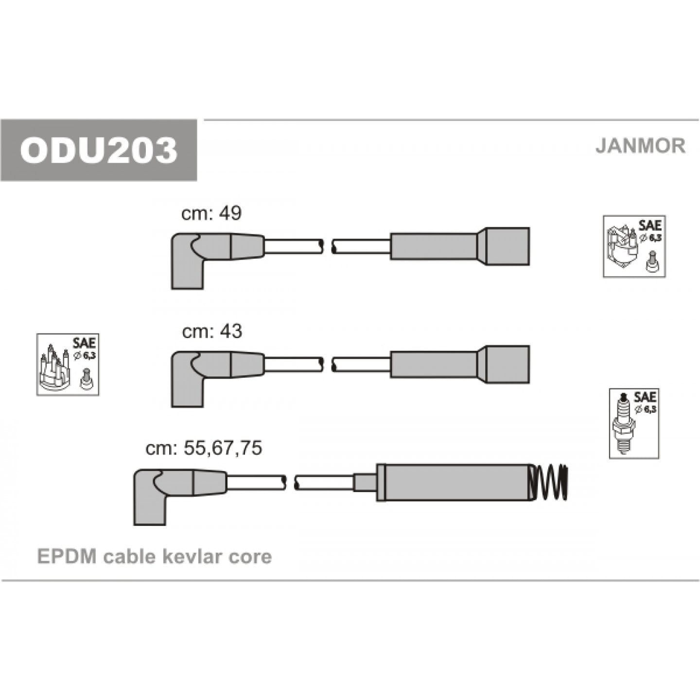 Tændkabelsæt JANMOR ODU203