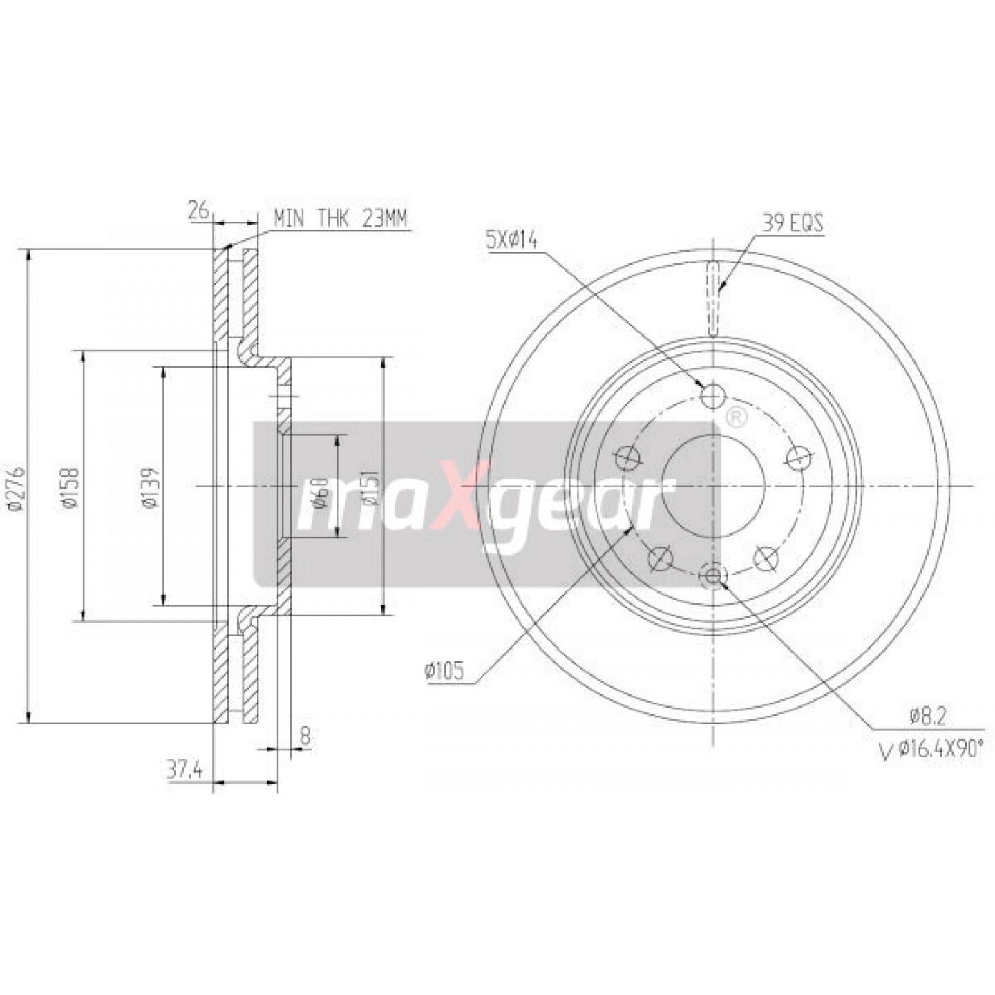 Bremsscheibe MAXGEAR 19-2334