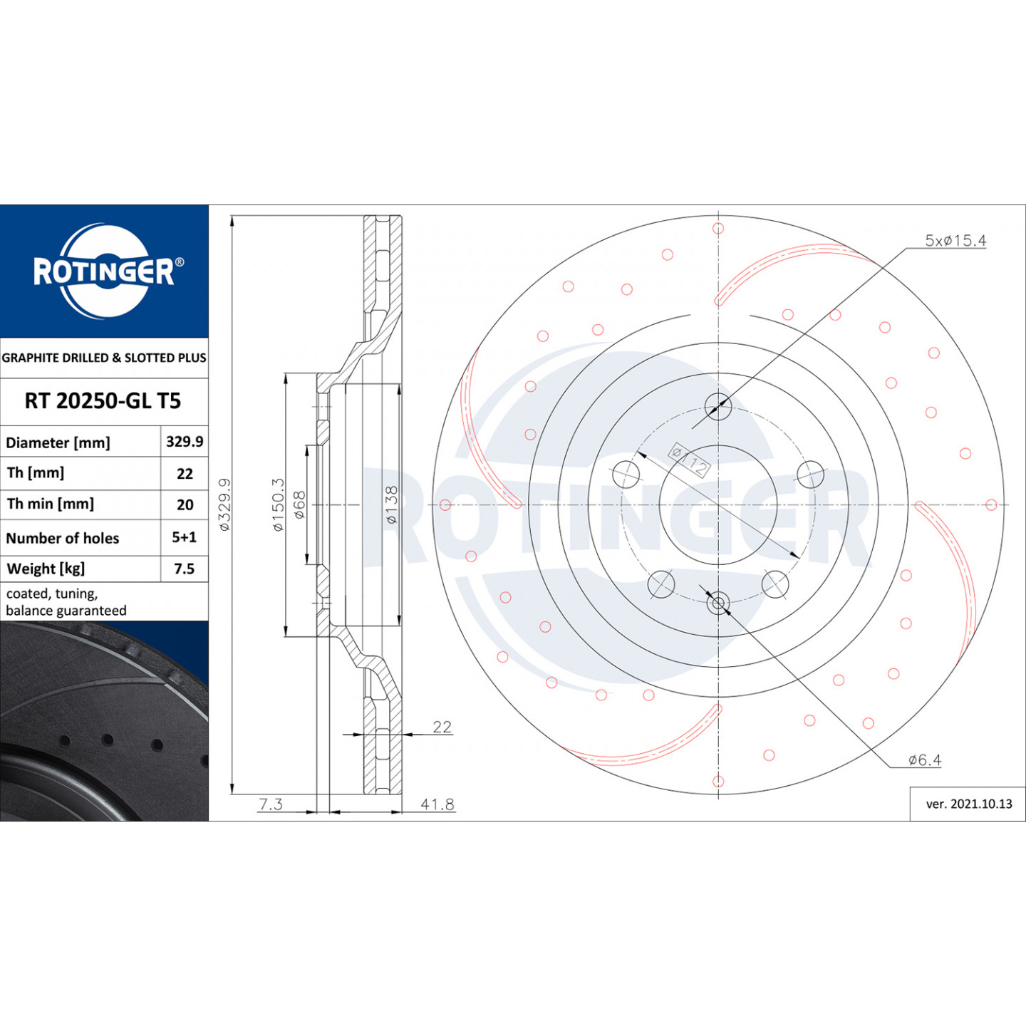 ROTINGER RT 21402-GL T5 Disco freno per BMW Serie 1