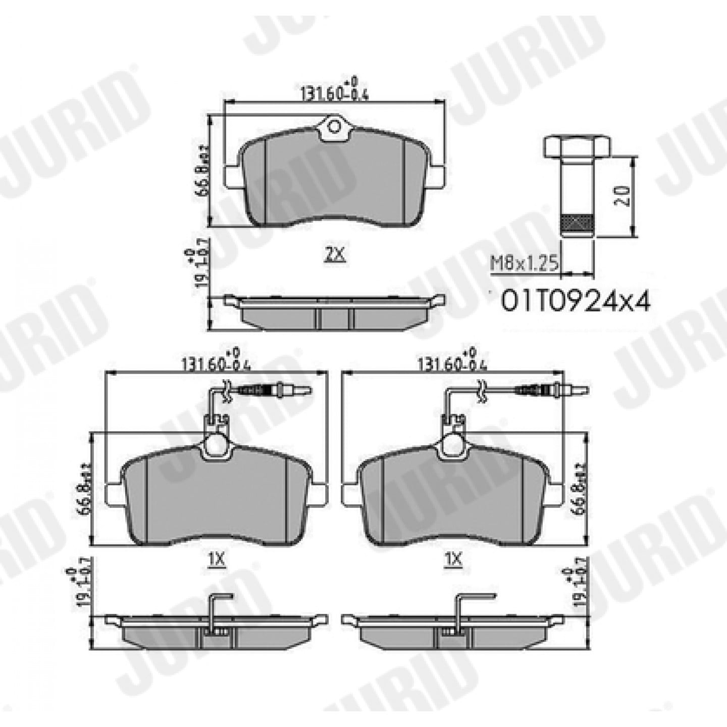 Kit de plaquettes de frein, frein à disque JURID 573382J