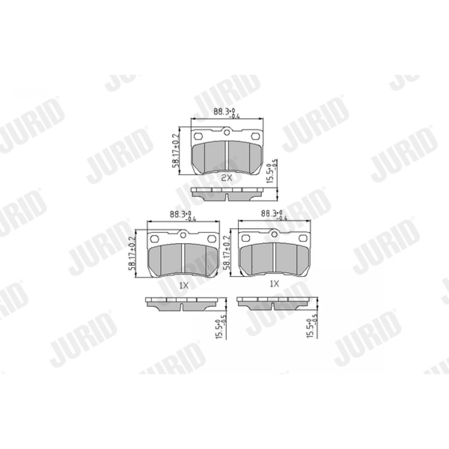 Kit de plaquettes de frein, frein à disque JURID 573393J