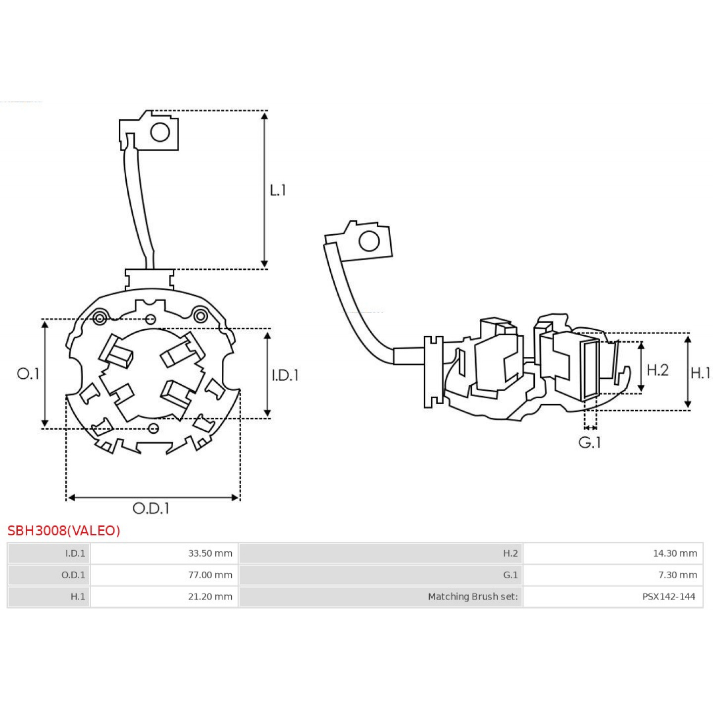 232038 ERA Supporto, Spazzole In Carbone 69,7 Mm