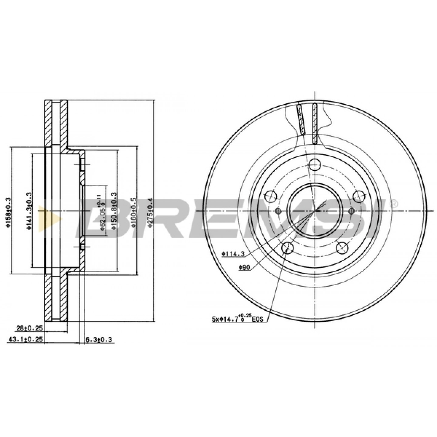 Disque de frein BREMSI CD6501V