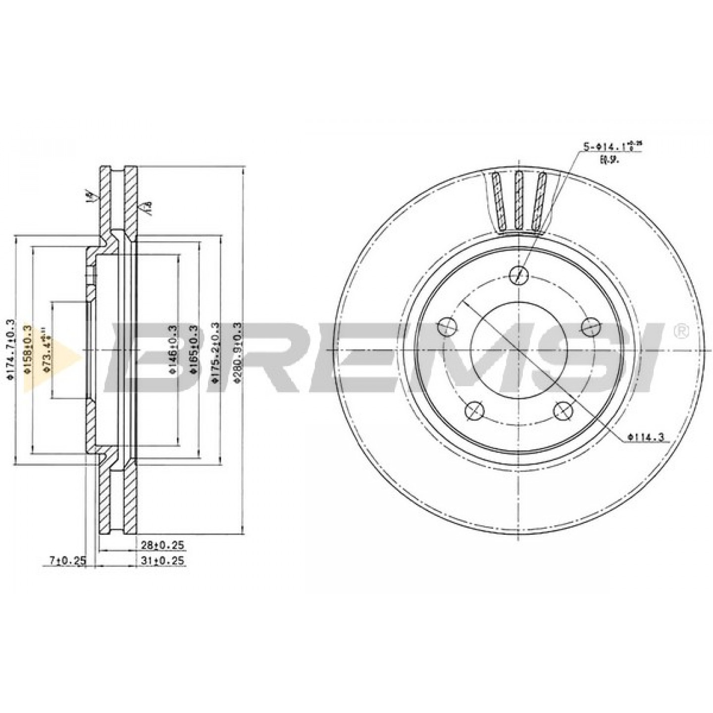 Remschijf BREMSI CD7214V