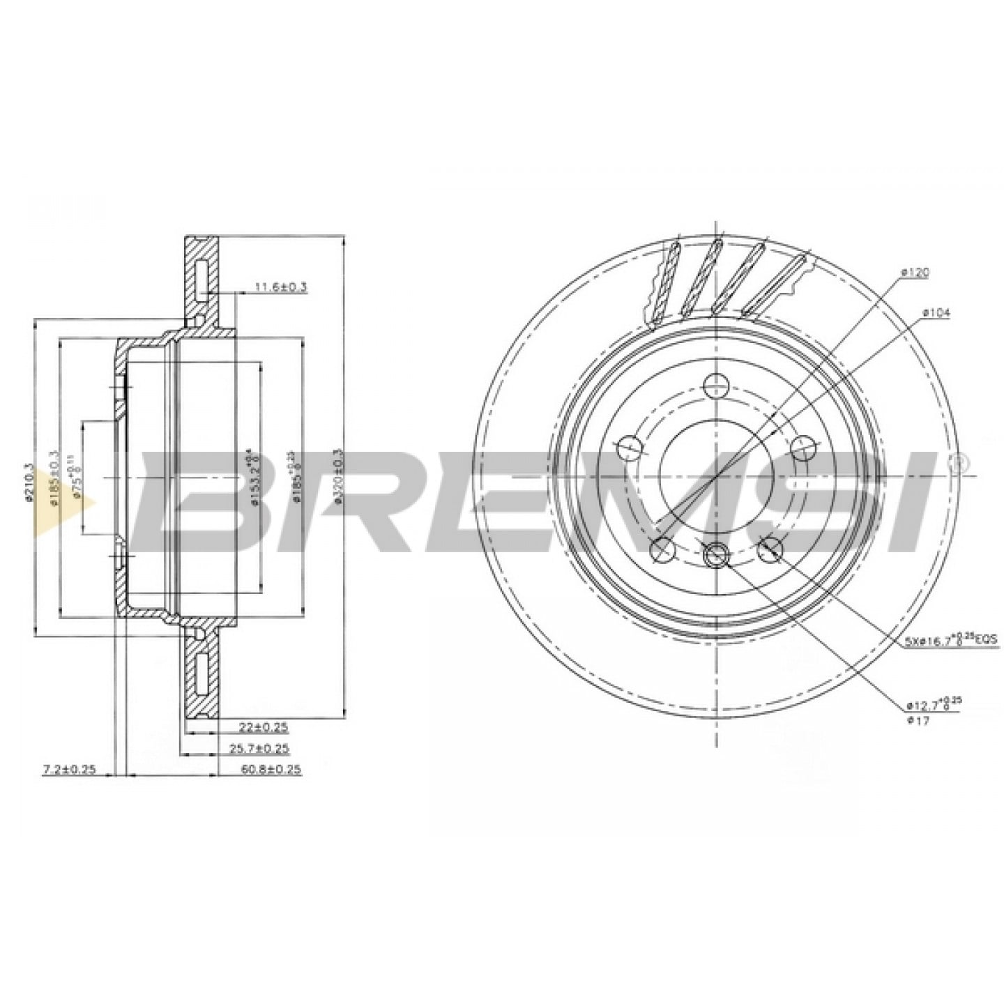Disque de frein BREMSI CD7297V