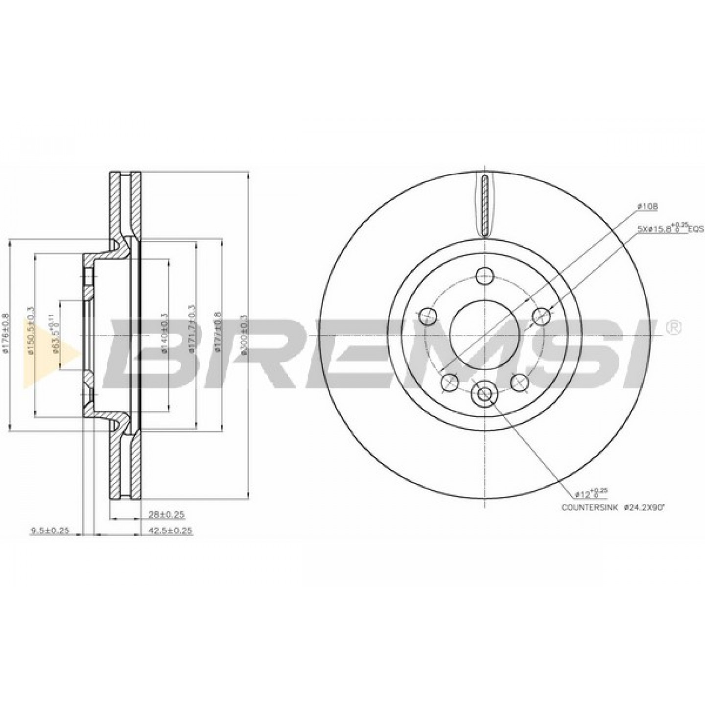 Disque de frein BREMSI CD7567V
