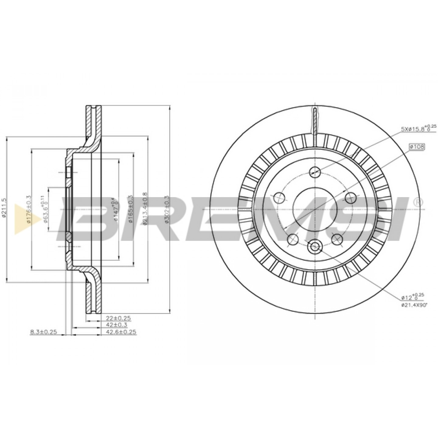 Remschijf BREMSI CD7802V