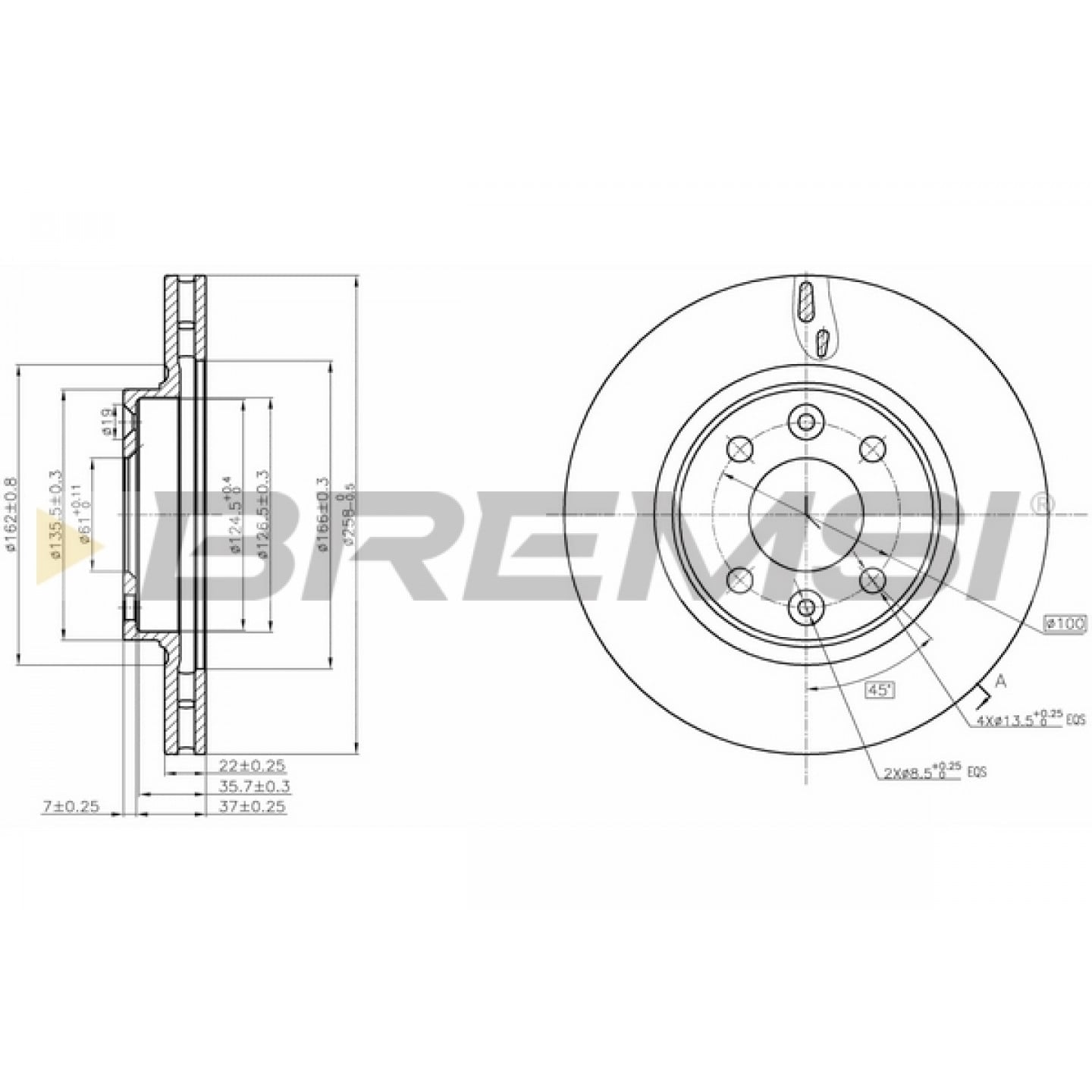 Disque de frein BREMSI CD8327V