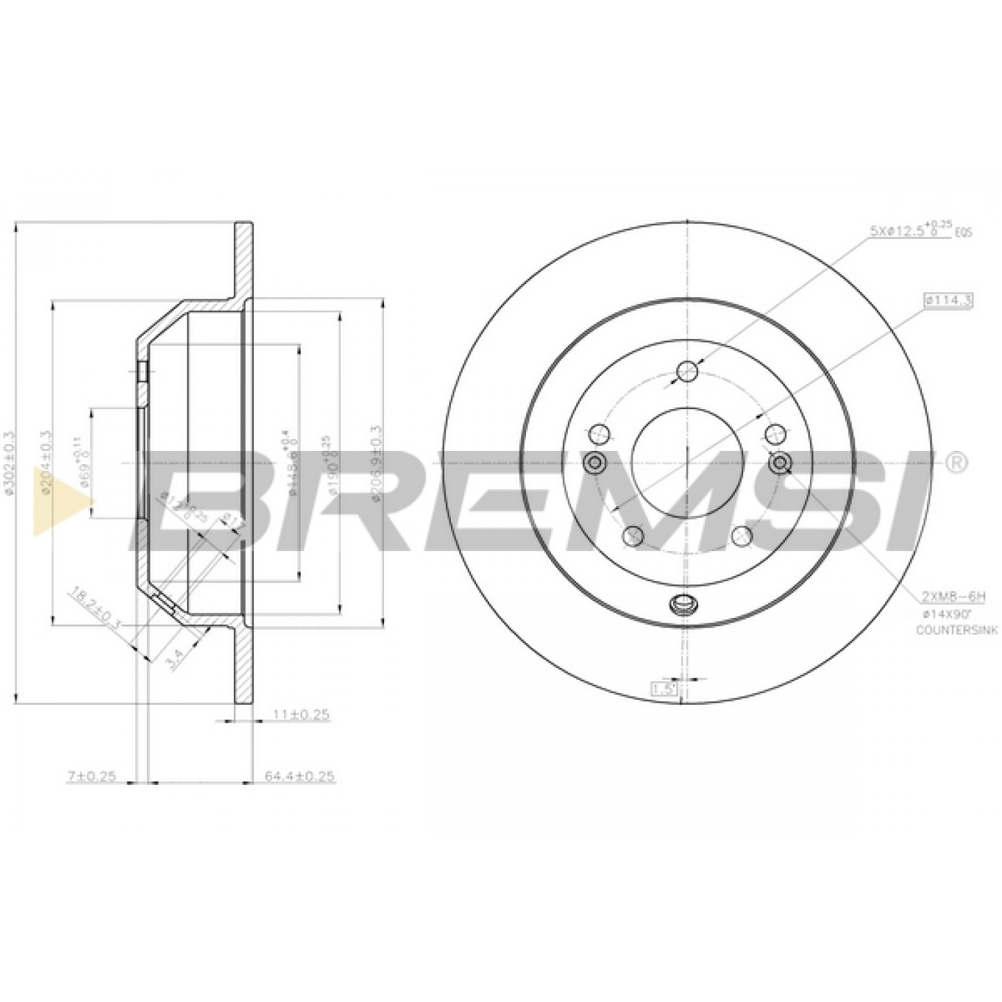 Disque de frein BREMSI CD7873S