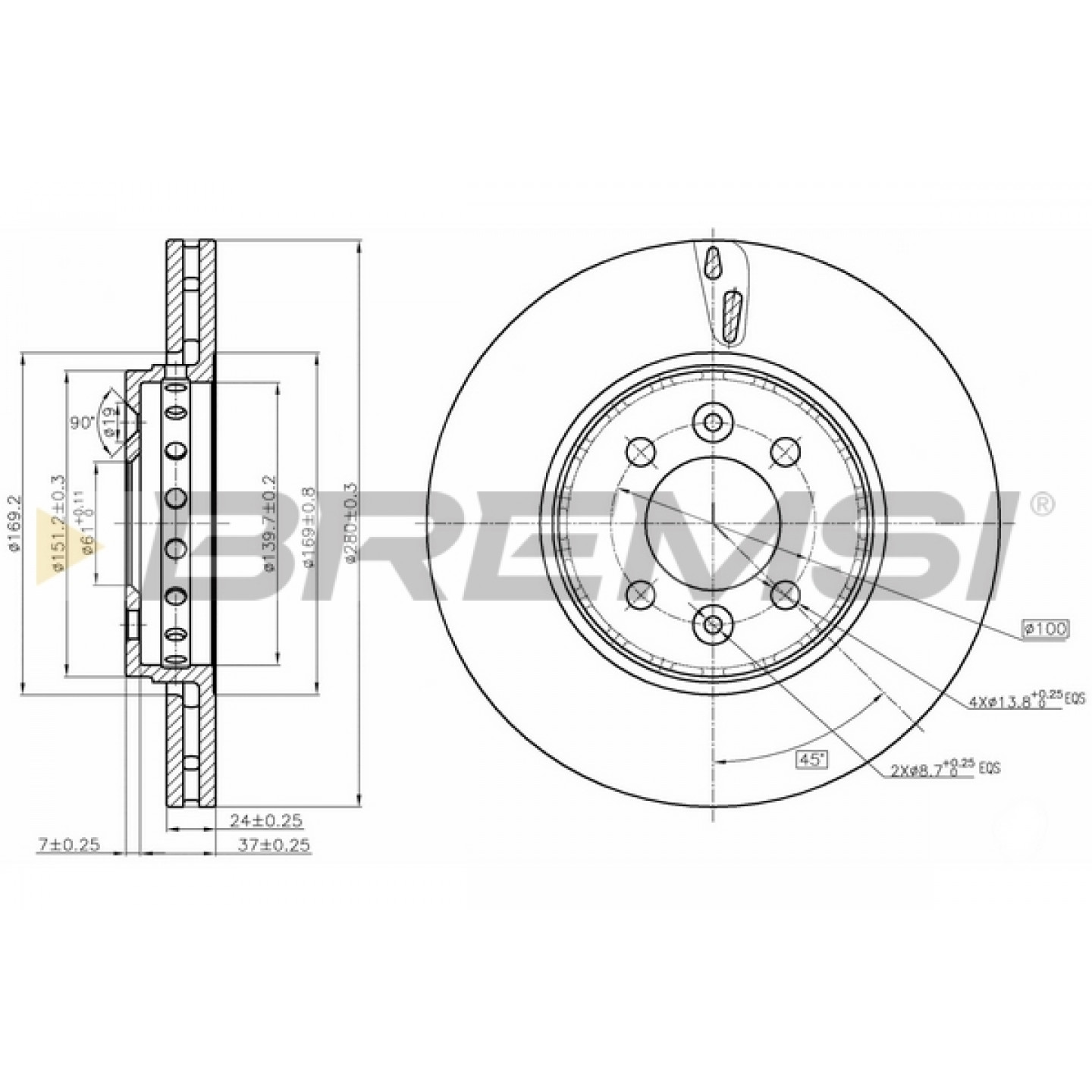 Disque de frein BREMSI CD8350V