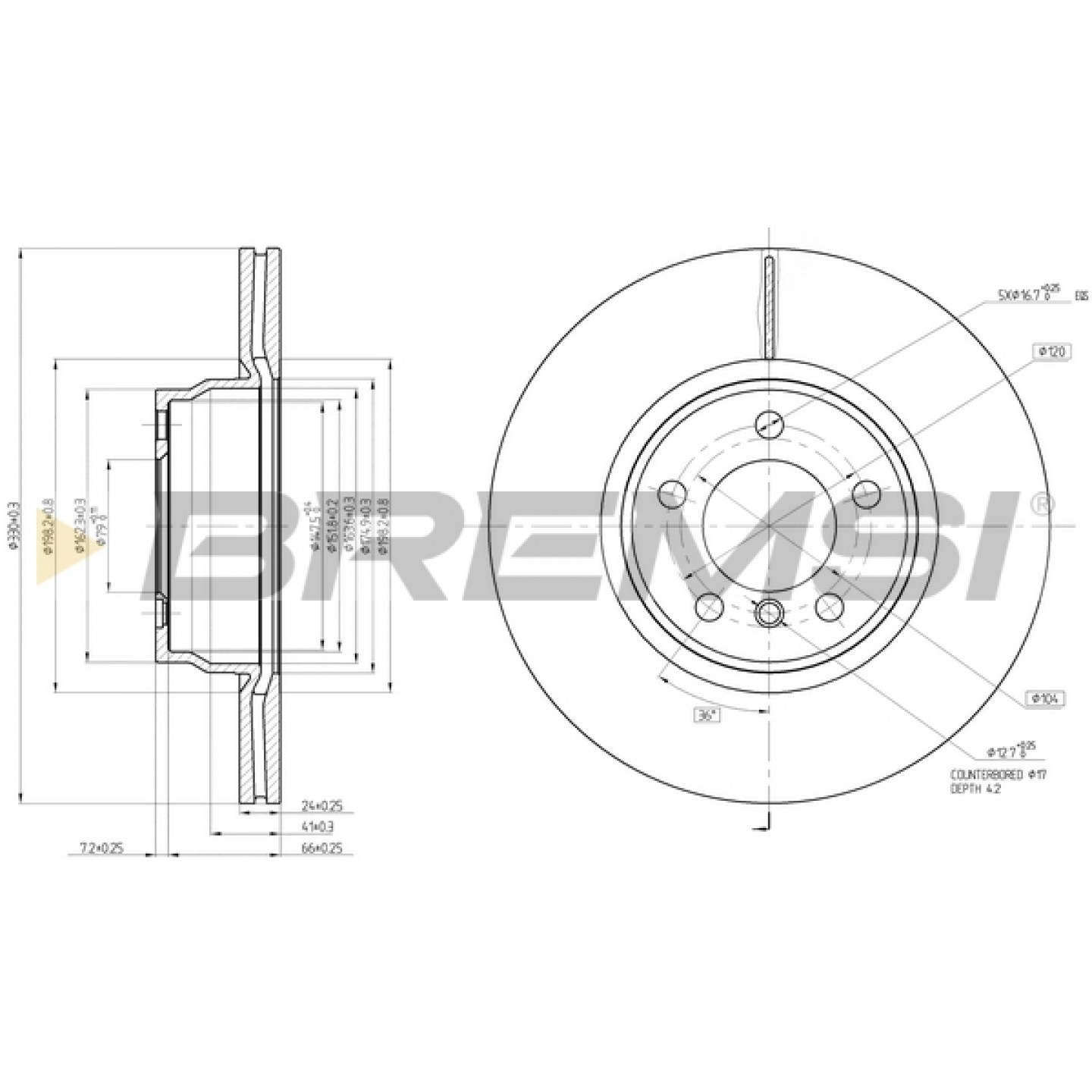 Disque de frein BREMSI CD8315V