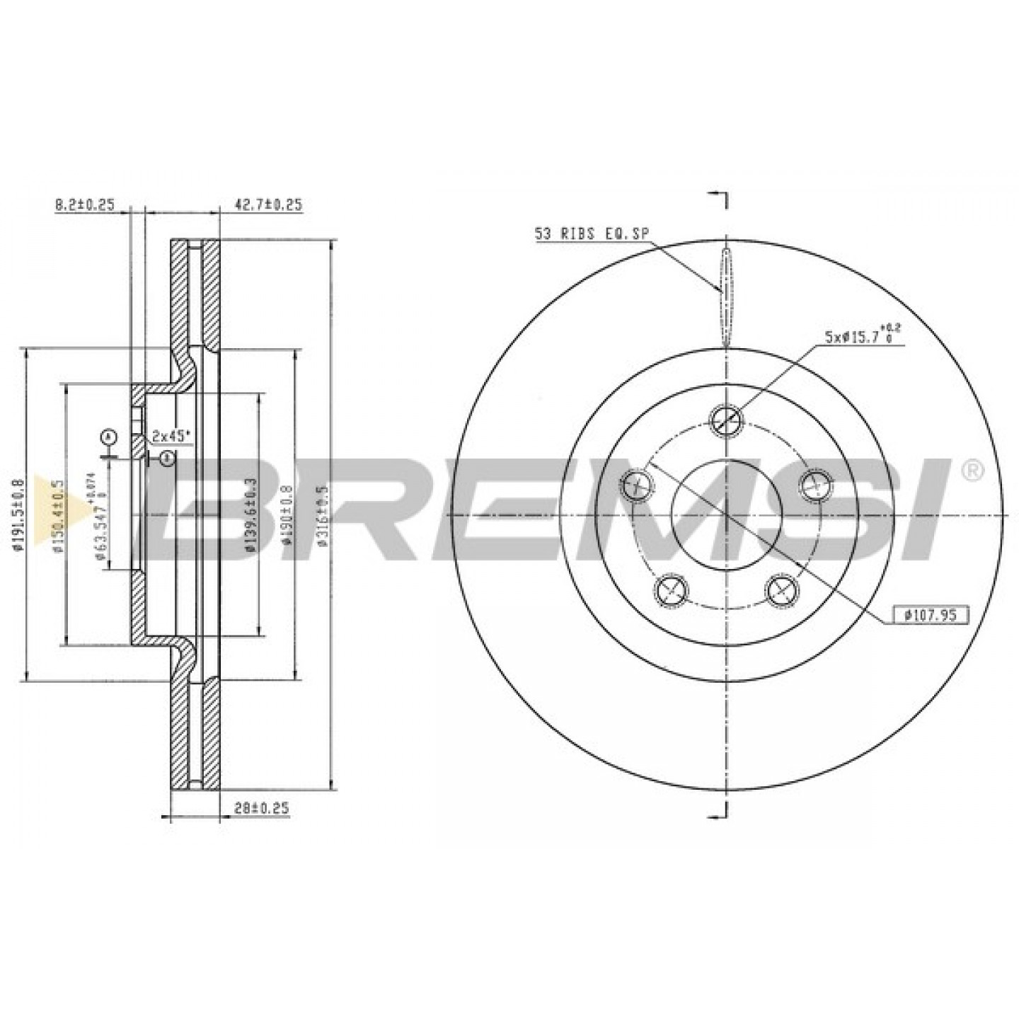 Remschijf BREMSI CD8844V