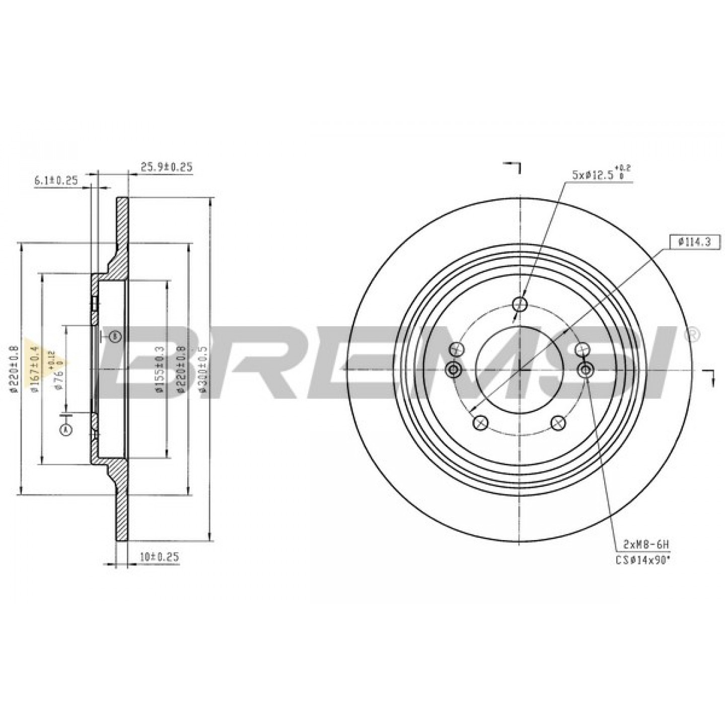Disque de frein BREMSI CD9099V