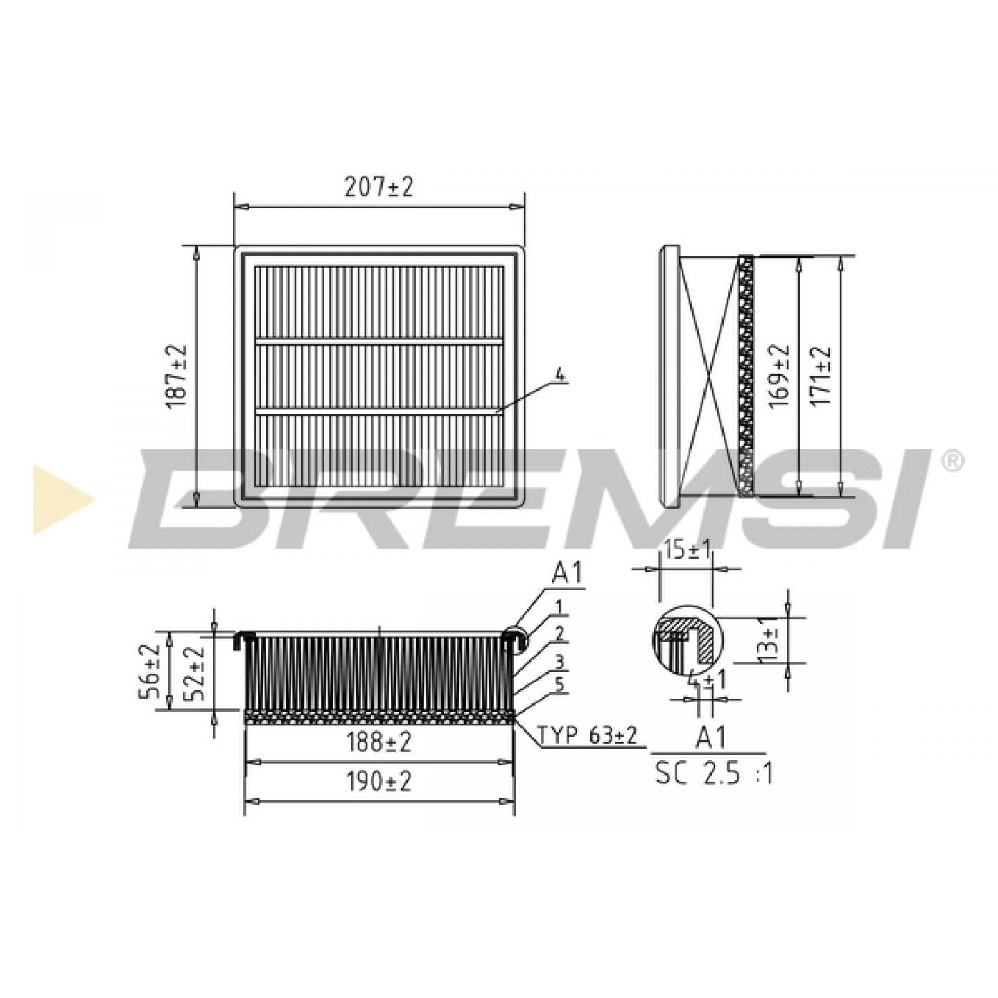 Filtre à air BREMSI FA0212