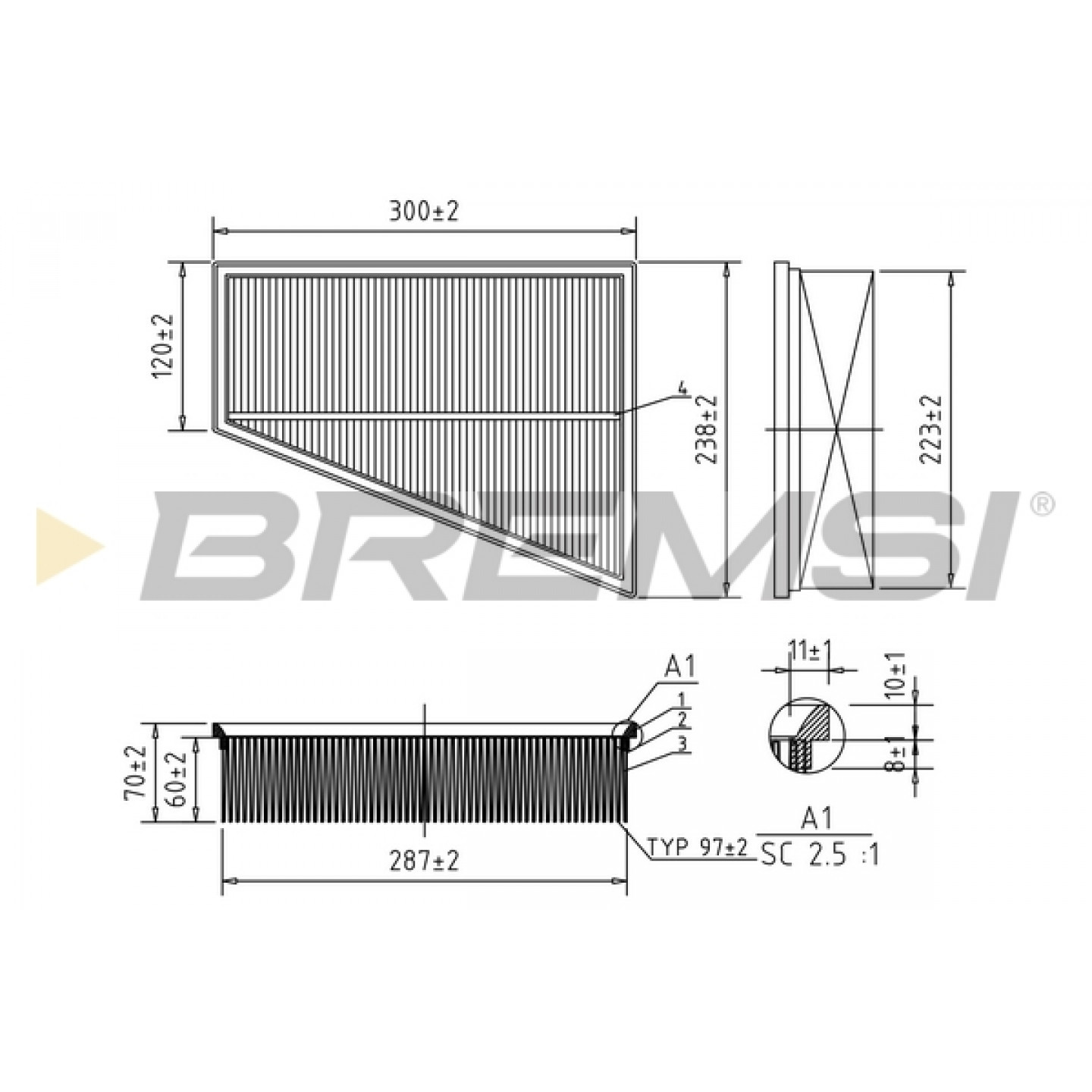 Filtre à air BREMSI FA0532
