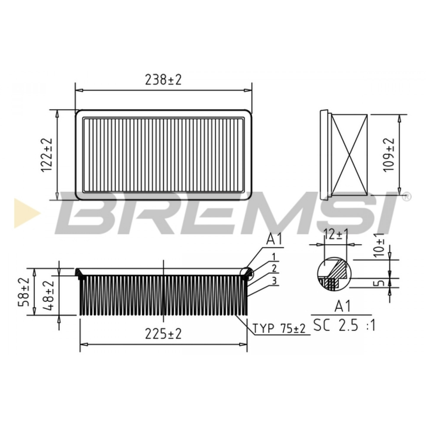Filtre à air BREMSI FA0540