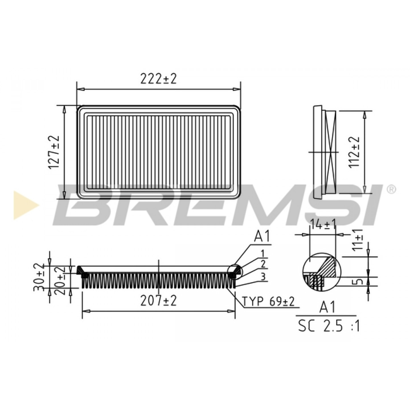 Filtre à air BREMSI FA0587