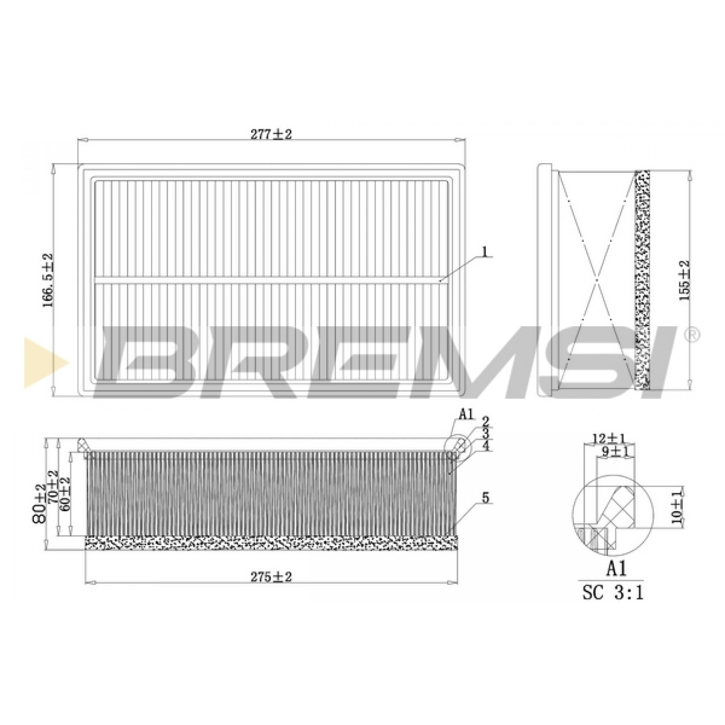 Filtre à air BREMSI FA1032